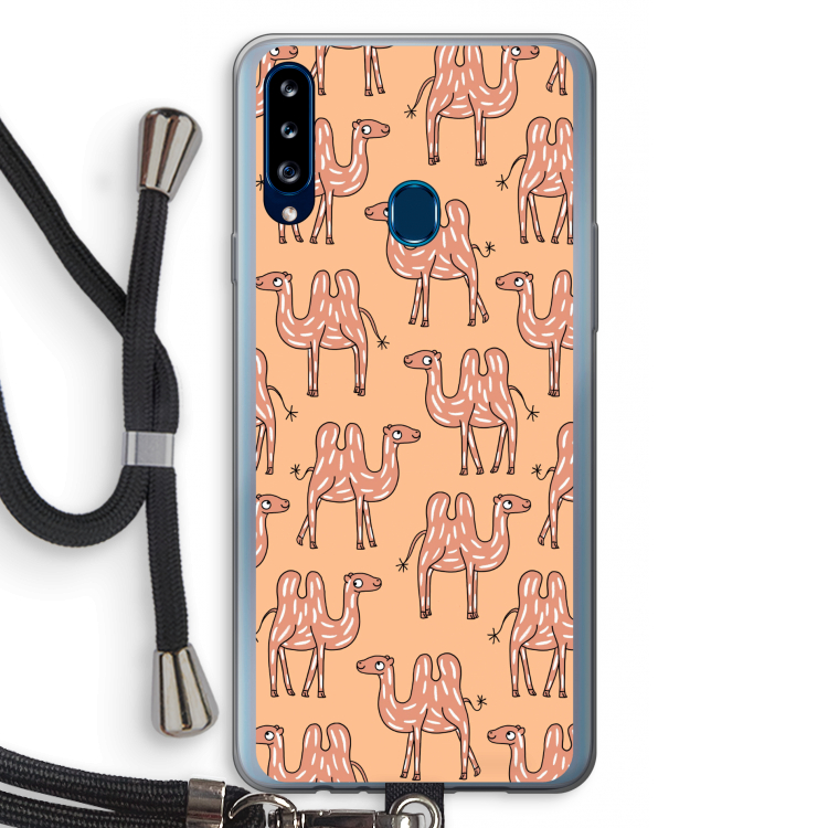 Kameel: Samsung Galaxy A20s Transparant Hoesje met koord