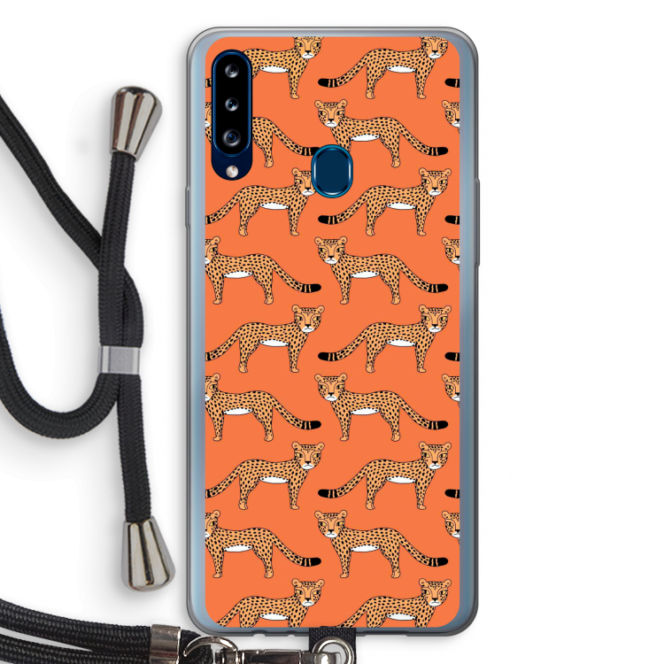 Cheetah: Samsung Galaxy A20s Transparant Hoesje met koord
