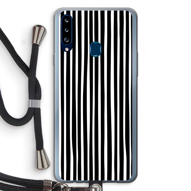 Stripes: Samsung Galaxy A20s Transparant Hoesje met koord