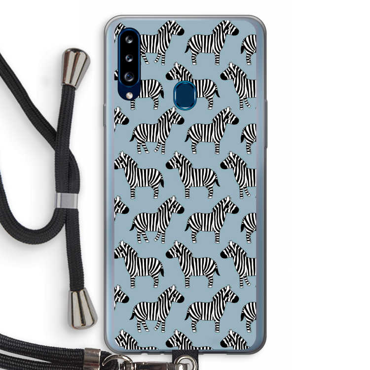Zebra: Samsung Galaxy A20s Transparant Hoesje met koord