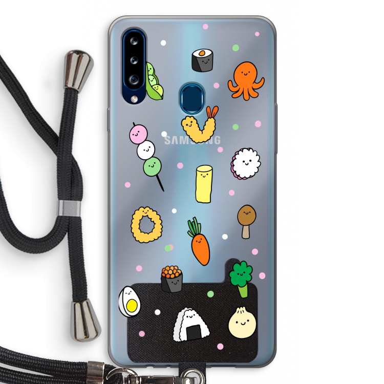 Happy bento friends: Samsung Galaxy A20s Transparant Hoesje met koord