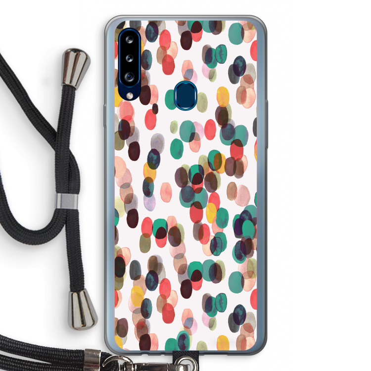 Tropical Dots: Samsung Galaxy A20s Transparant Hoesje met koord
