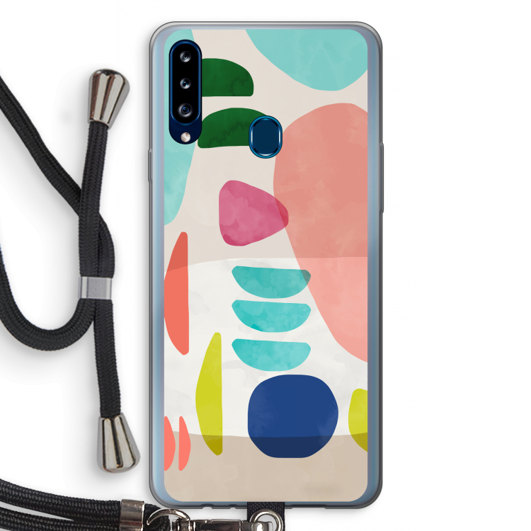 Bold Rounded Shapes: Samsung Galaxy A20s Transparant Hoesje met koord