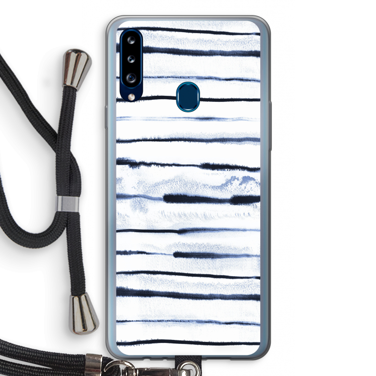 Ink Stripes: Samsung Galaxy A20s Transparant Hoesje met koord