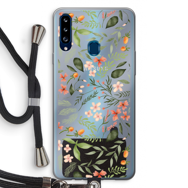 Sweet little flowers: Samsung Galaxy A20s Transparant Hoesje met koord