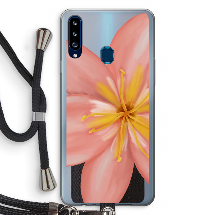 Pink Ellila Flower: Samsung Galaxy A20s Transparant Hoesje met koord