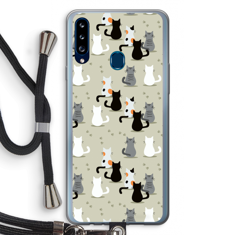 Katten: Samsung Galaxy A20s Transparant Hoesje met koord