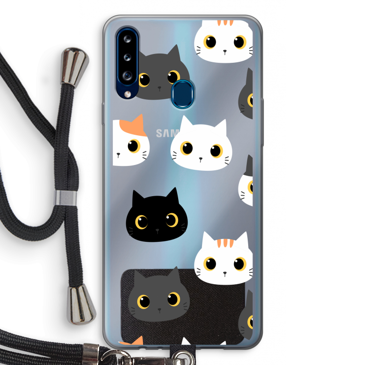 Katten: Samsung Galaxy A20s Transparant Hoesje met koord