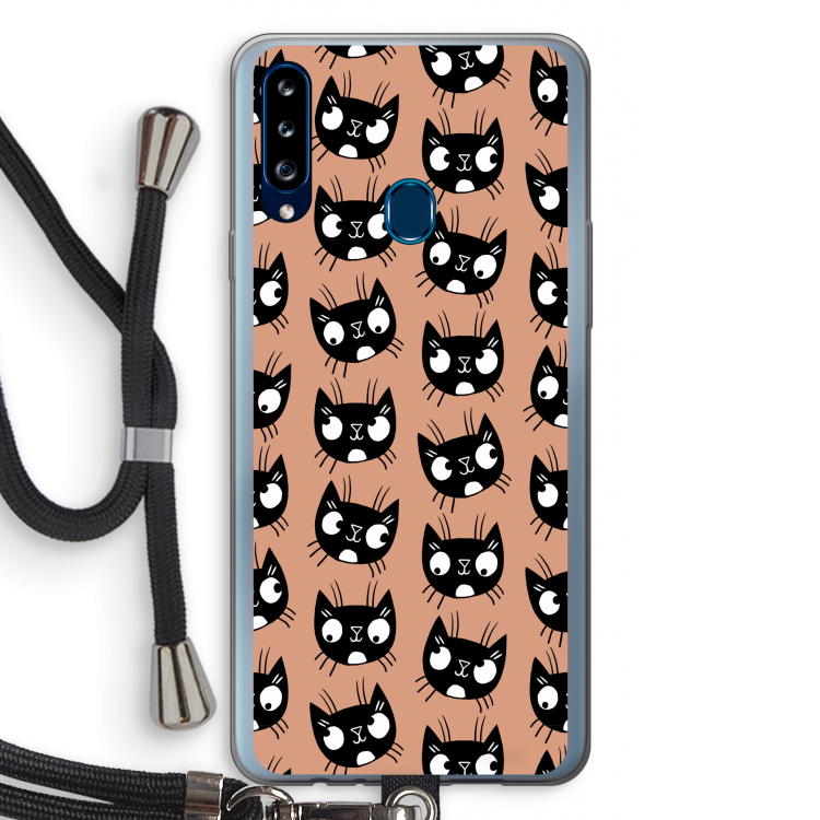 Kat: Samsung Galaxy A20s Transparant Hoesje met koord