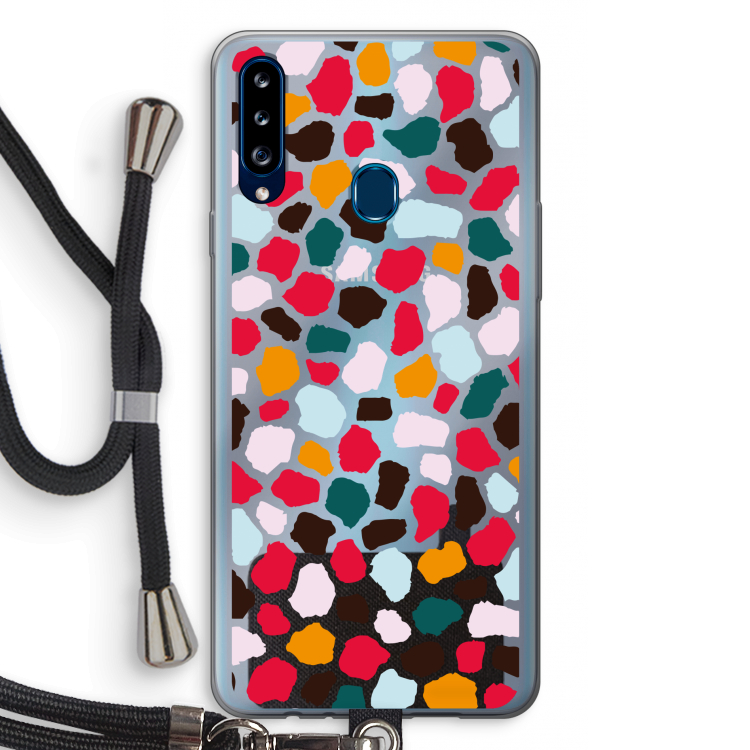 Colored Giraffe: Samsung Galaxy A20s Transparant Hoesje met koord