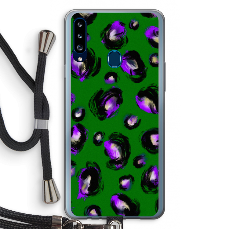 Green Cheetah: Samsung Galaxy A20s Transparant Hoesje met koord