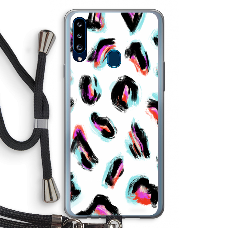 Cheetah color: Samsung Galaxy A20s Transparant Hoesje met koord