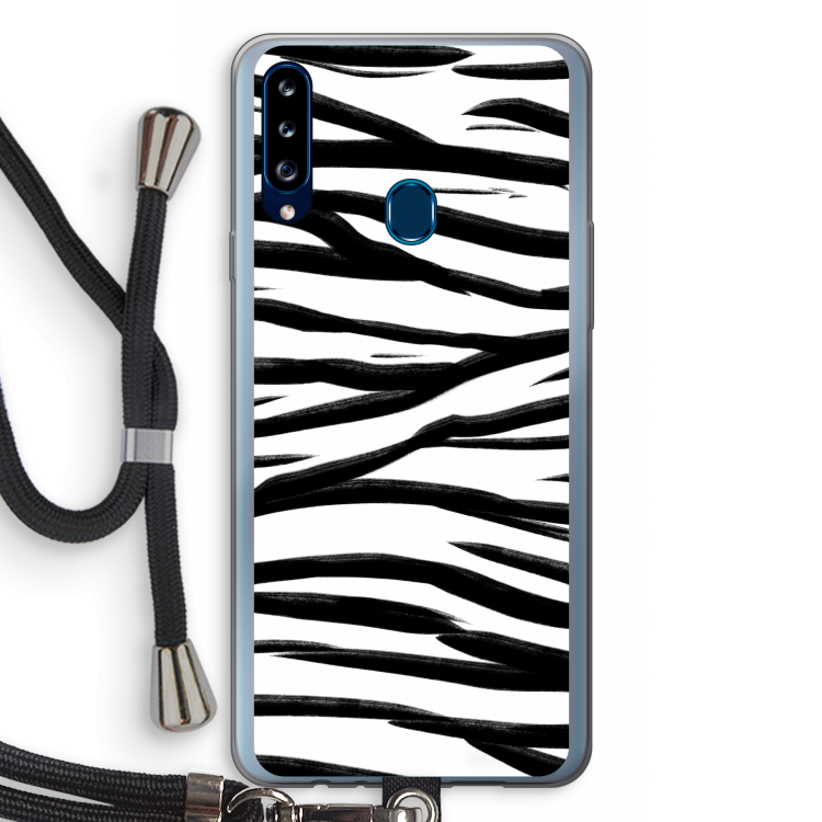 Zebra pattern: Samsung Galaxy A20s Transparant Hoesje met koord