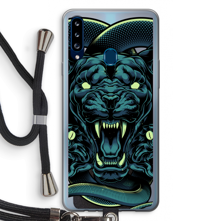Cougar and Vipers: Samsung Galaxy A20s Transparant Hoesje met koord