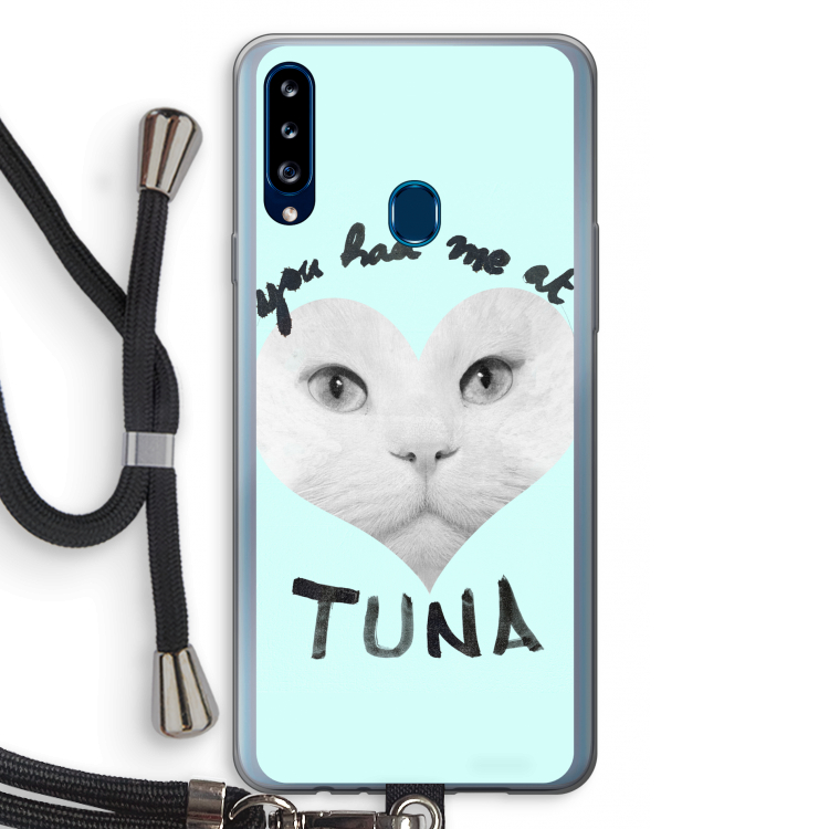 You had me at tuna: Samsung Galaxy A20s Transparant Hoesje met koord