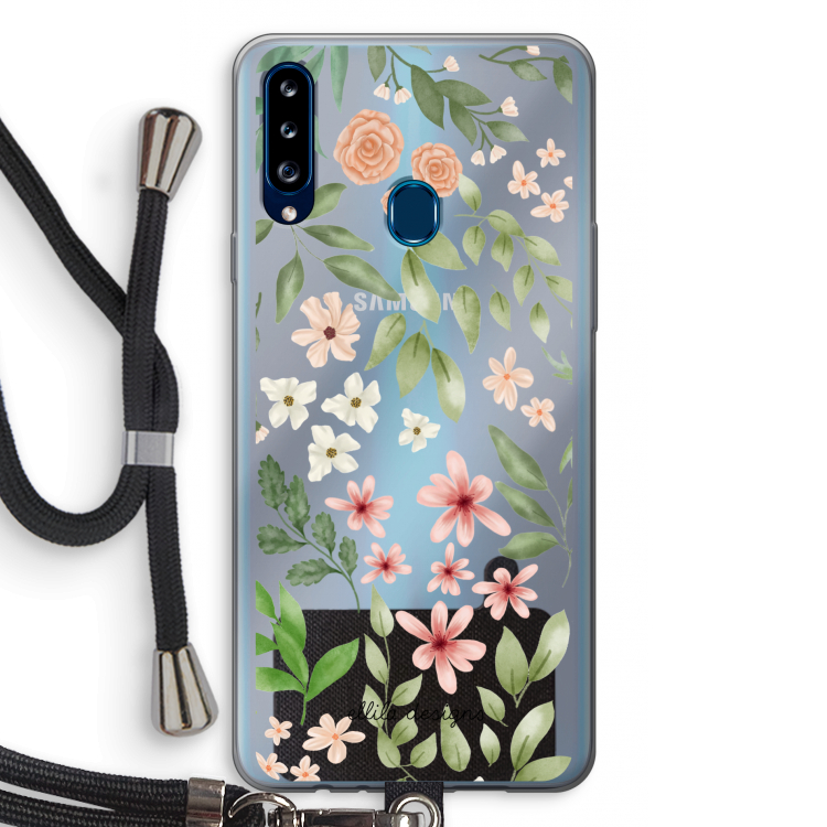 Botanical sweet flower heaven: Samsung Galaxy A20s Transparant Hoesje met koord