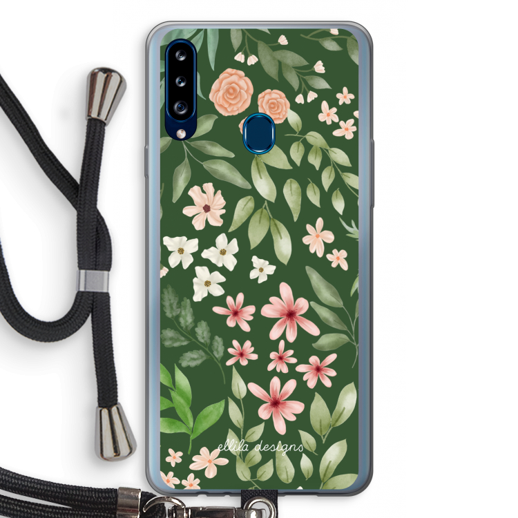 Botanical green sweet flower heaven: Samsung Galaxy A20s Transparant Hoesje met koord