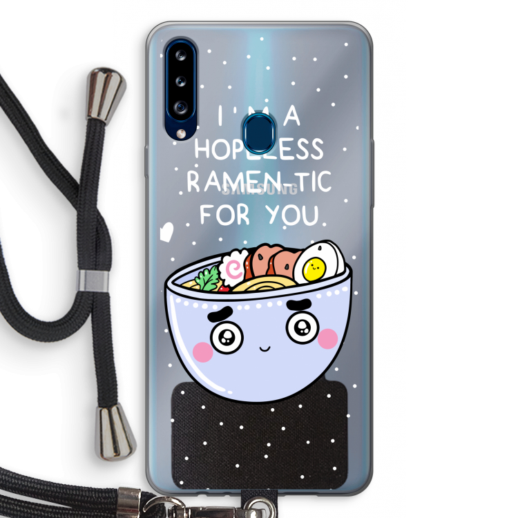 I'm A Hopeless Ramen-Tic For You: Samsung Galaxy A20s Transparant Hoesje met koord