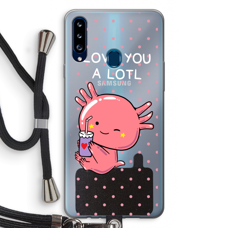 Love You A Lotl: Samsung Galaxy A20s Transparant Hoesje met koord