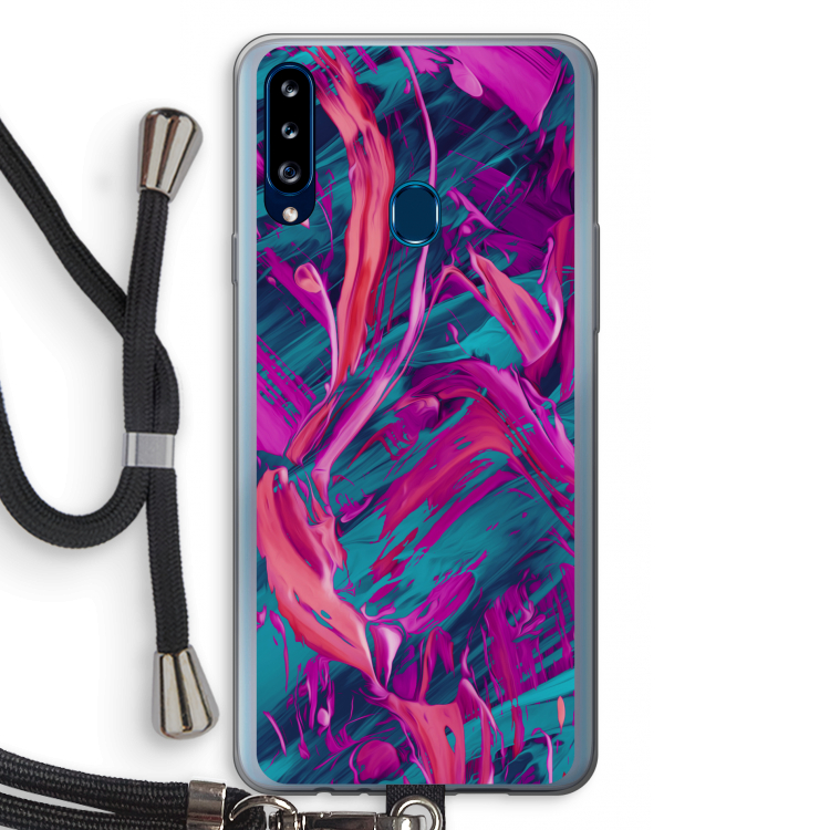 Pink Clouds: Samsung Galaxy A20s Transparant Hoesje met koord