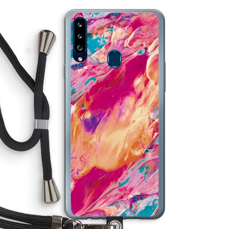 Pastel Echoes: Samsung Galaxy A20s Transparant Hoesje met koord