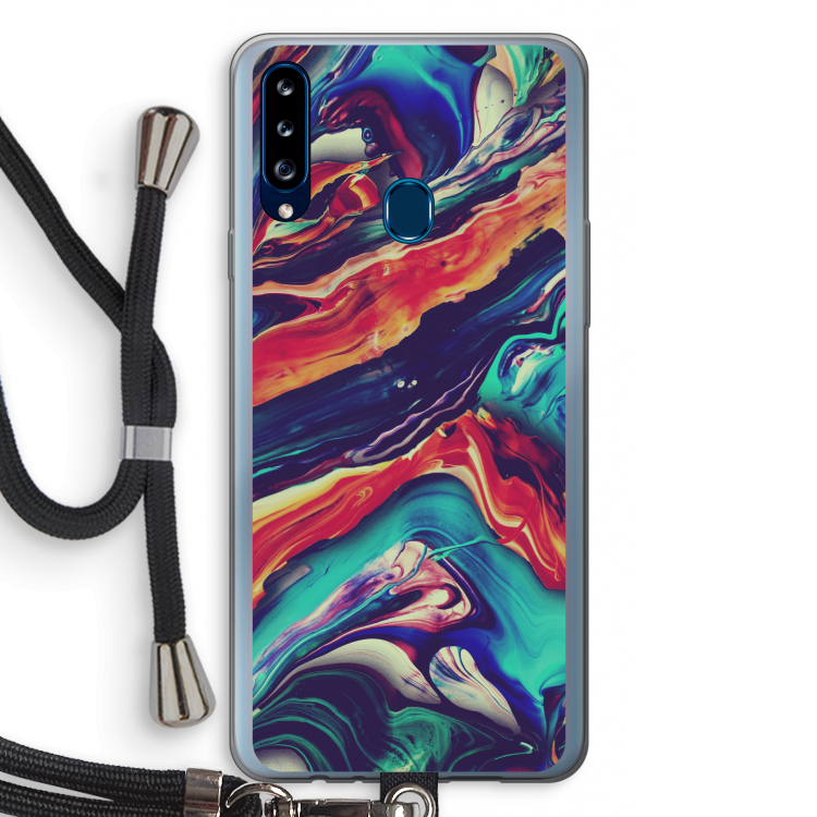 Chameleon Sun: Samsung Galaxy A20s Transparant Hoesje met koord