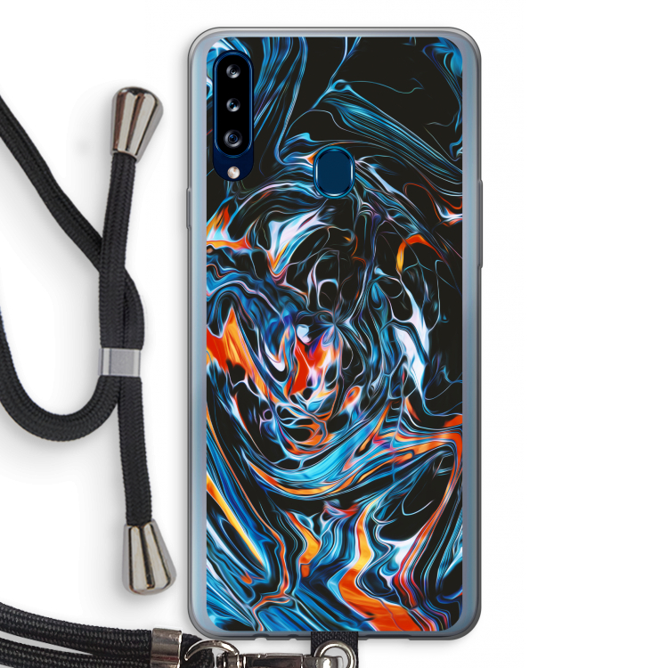 Black Unicorn: Samsung Galaxy A20s Transparant Hoesje met koord