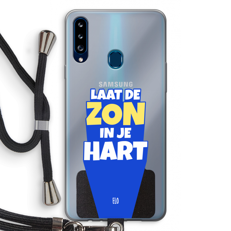 Laat de zon in je hart: Samsung Galaxy A20s Transparant Hoesje met koord