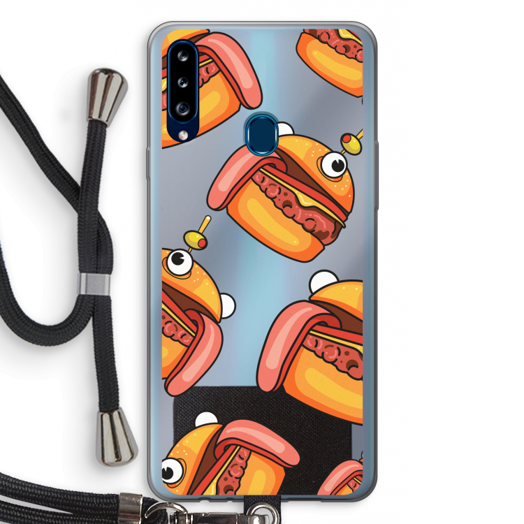 Hamburger: Samsung Galaxy A20s Transparant Hoesje met koord