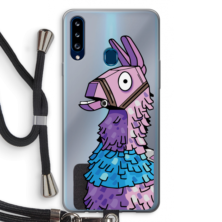 Lama: Samsung Galaxy A20s Transparant Hoesje met koord