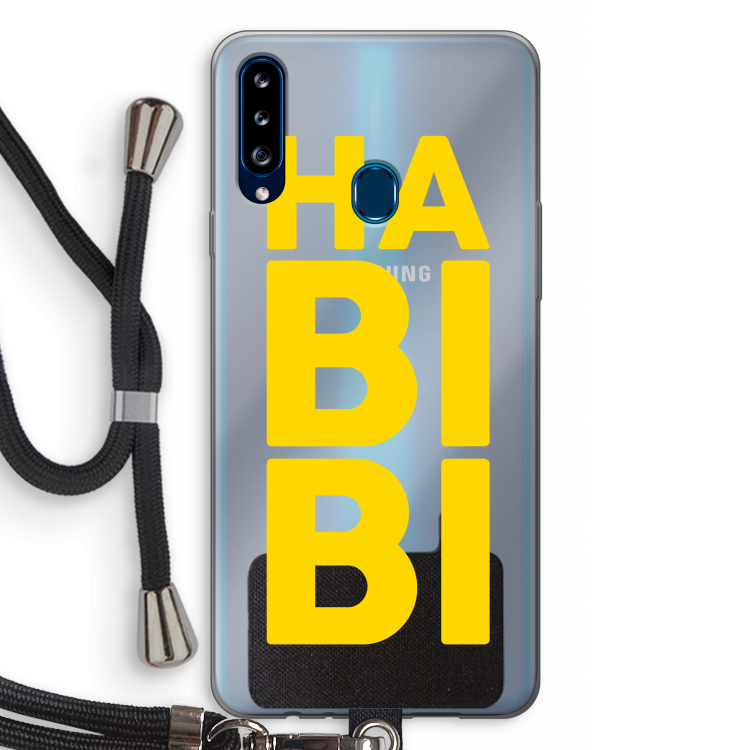 Habibi Blue: Samsung Galaxy A20s Transparant Hoesje met koord