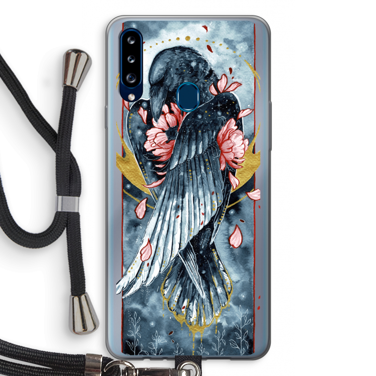 Golden Raven: Samsung Galaxy A20s Transparant Hoesje met koord