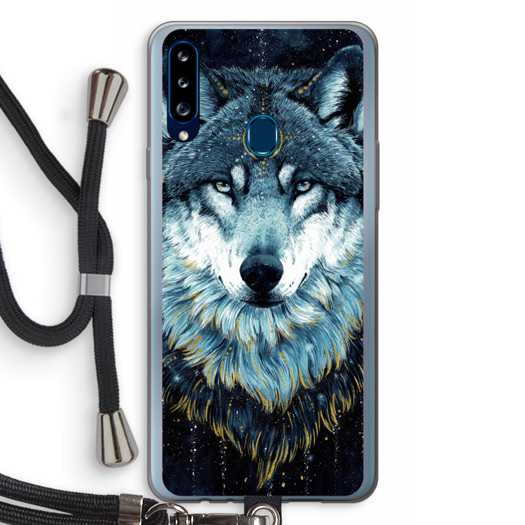 Darkness Wolf: Samsung Galaxy A20s Transparant Hoesje met koord