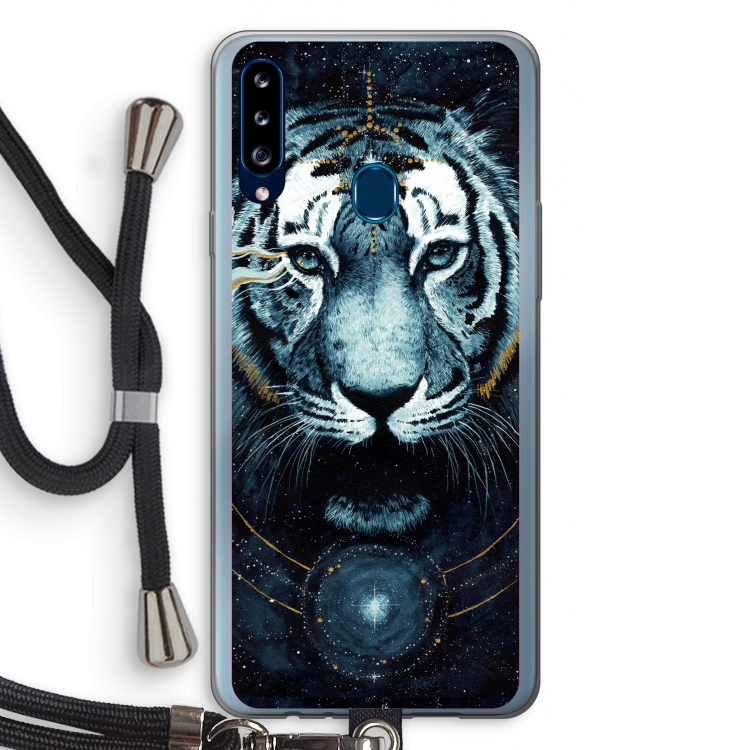 Darkness Tiger: Samsung Galaxy A20s Transparant Hoesje met koord