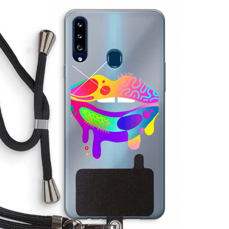 Lip Palette: Samsung Galaxy A20s Transparant Hoesje met koord