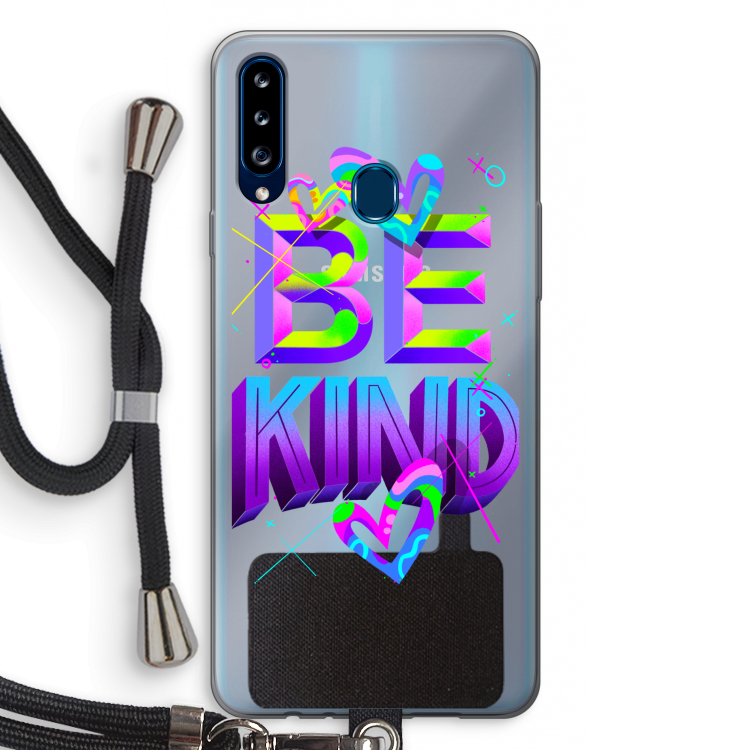 Be Kind: Samsung Galaxy A20s Transparant Hoesje met koord