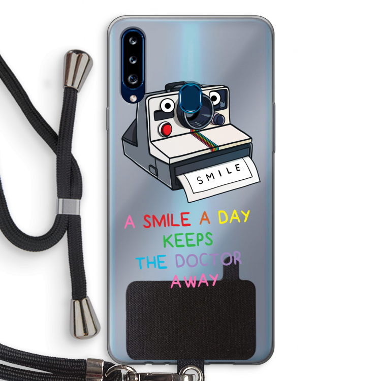 Smile: Samsung Galaxy A20s Transparant Hoesje met koord