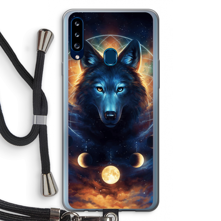 Wolf Dreamcatcher: Samsung Galaxy A20s Transparant Hoesje met koord