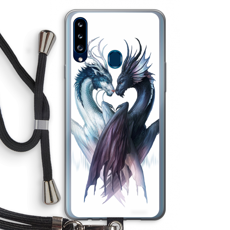 Yin Yang Dragons: Samsung Galaxy A20s Transparant Hoesje met koord
