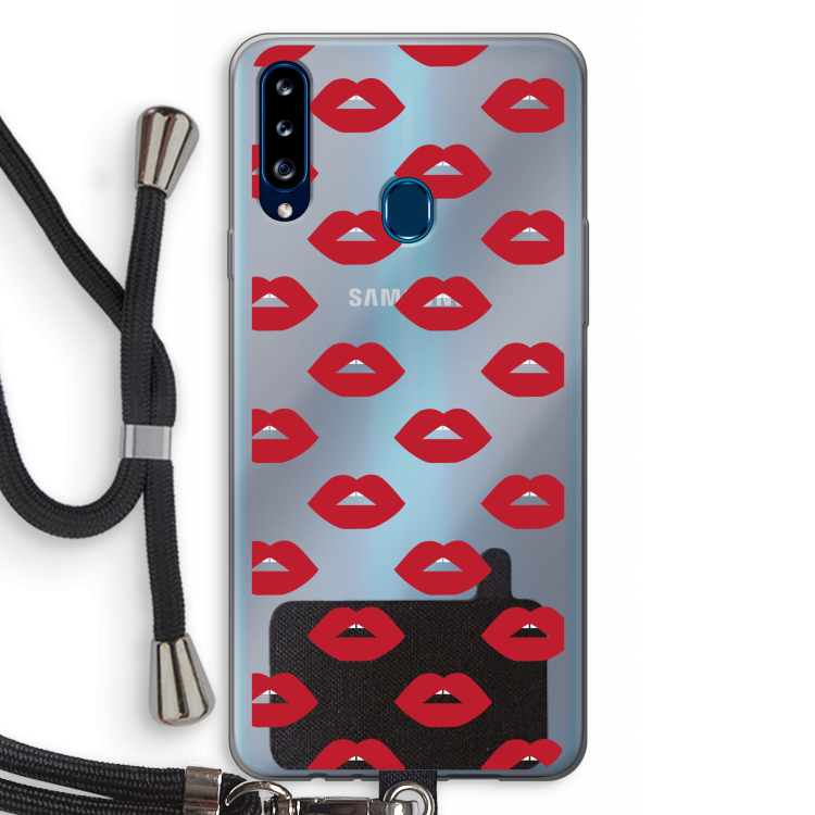 Lips: Samsung Galaxy A20s Transparant Hoesje met koord