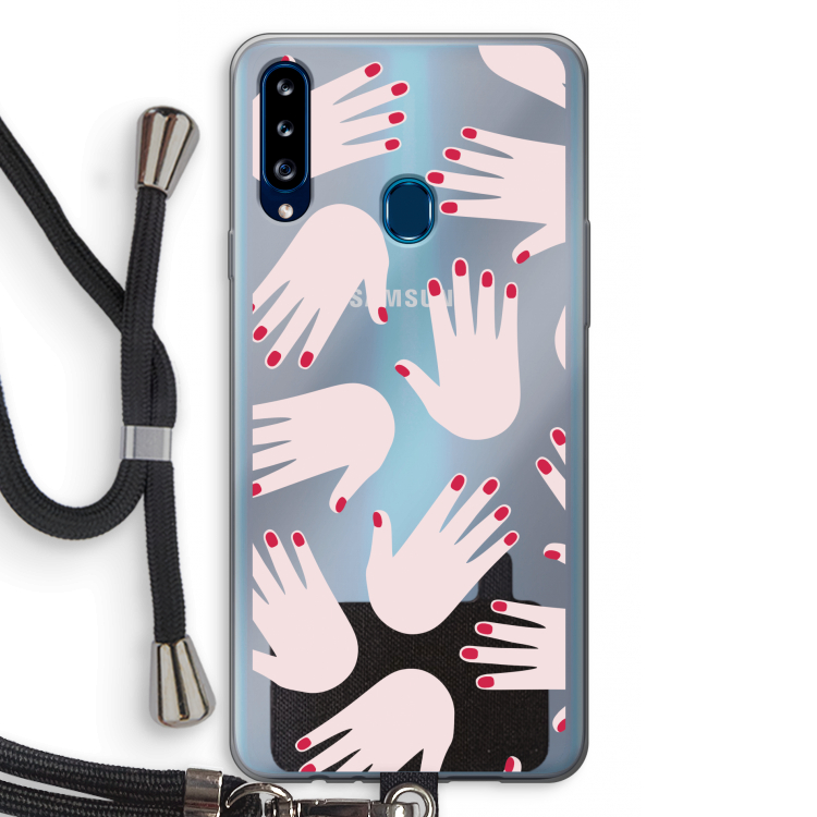 Hands pink: Samsung Galaxy A20s Transparant Hoesje met koord