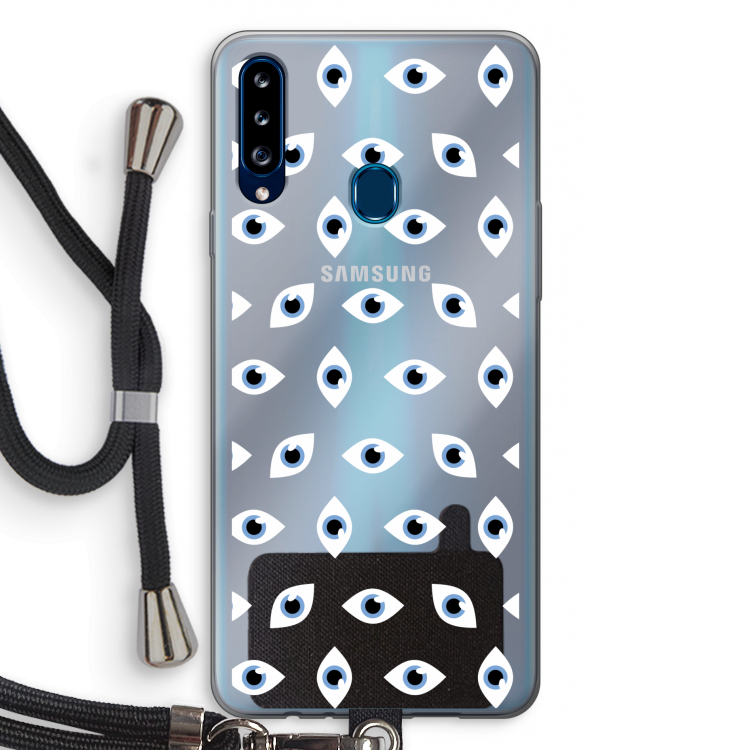 Eyes pattern: Samsung Galaxy A20s Transparant Hoesje met koord