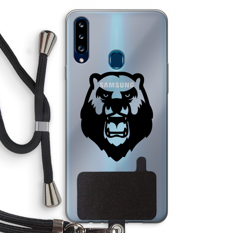 Angry Bear (black): Samsung Galaxy A20s Transparant Hoesje met koord