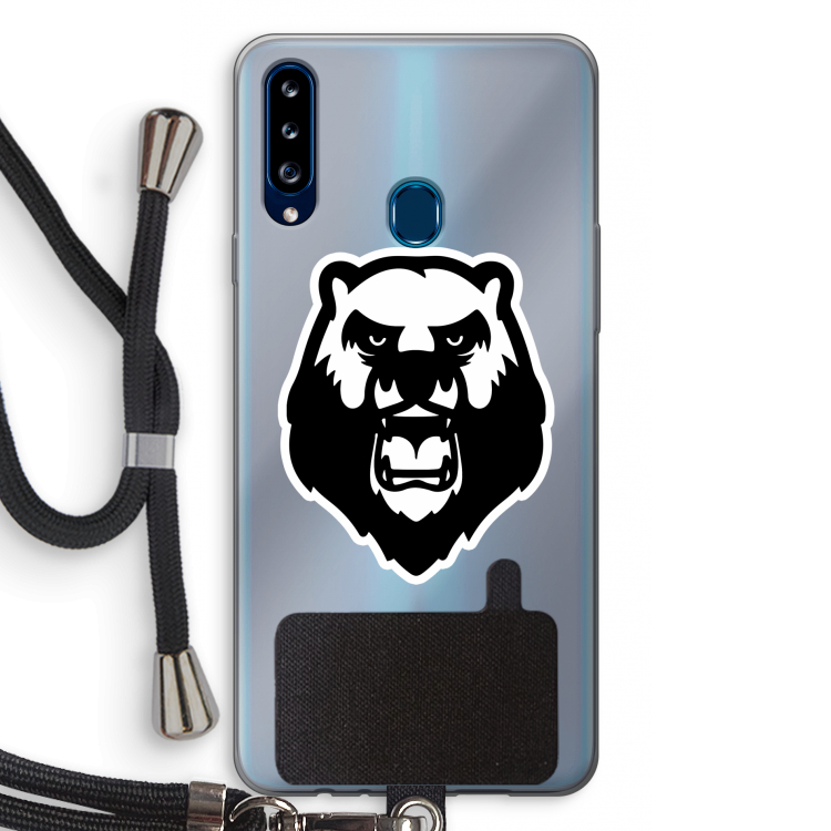 Angry Bear (white): Samsung Galaxy A20s Transparant Hoesje met koord