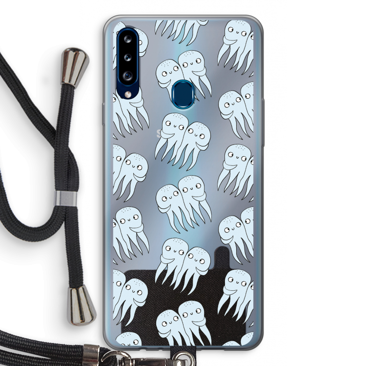Octopussen: Samsung Galaxy A20s Transparant Hoesje met koord