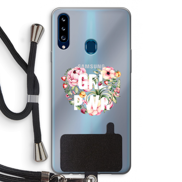 GRL PWR Flower: Samsung Galaxy A20s Transparant Hoesje met koord