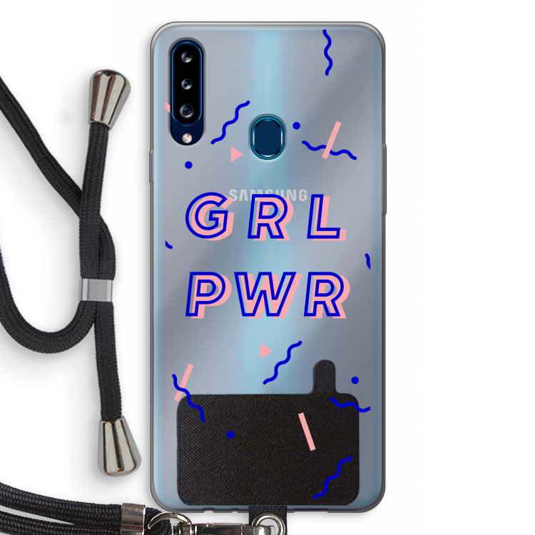 GRL PWR: Samsung Galaxy A20s Transparant Hoesje met koord