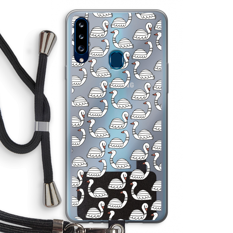 Zwanen: Samsung Galaxy A20s Transparant Hoesje met koord