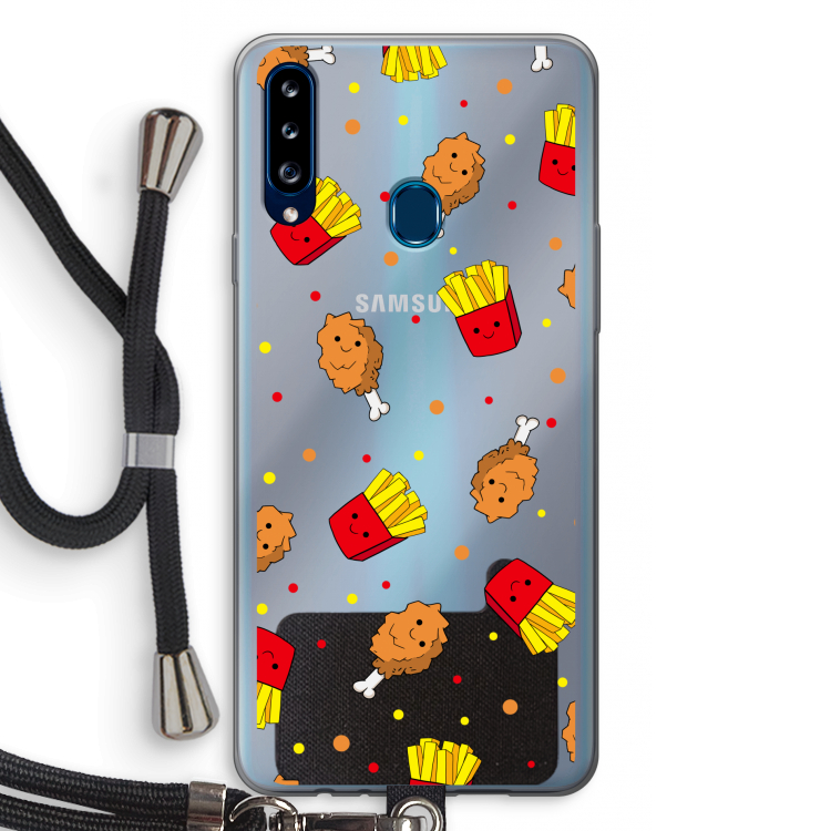 Chicken 'n Fries: Samsung Galaxy A20s Transparant Hoesje met koord