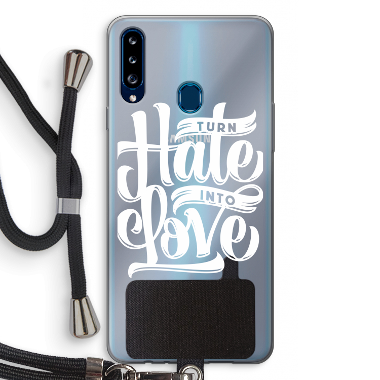 Turn hate into love: Samsung Galaxy A20s Transparant Hoesje met koord